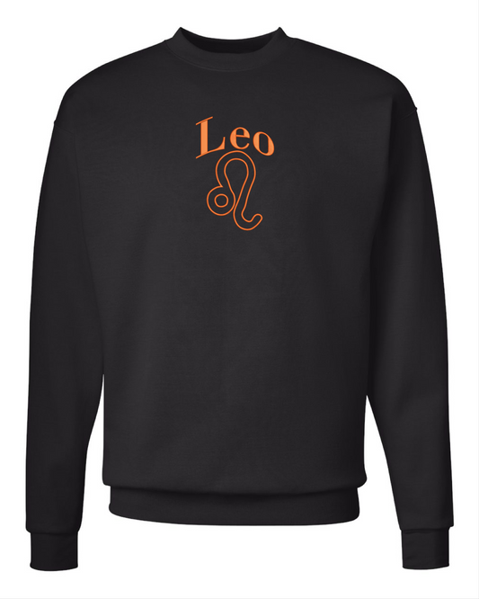 Drop Shoulder Crewneck Sweatshirt Zodiac sign with embroidered Texas outline.